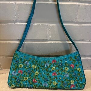 Satin Beaded evening shoulder bag